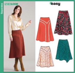 6623 NEW LOOK EZ LO RISER FLARE SKIRT LENGTHS,BELT PATTERN 8-18